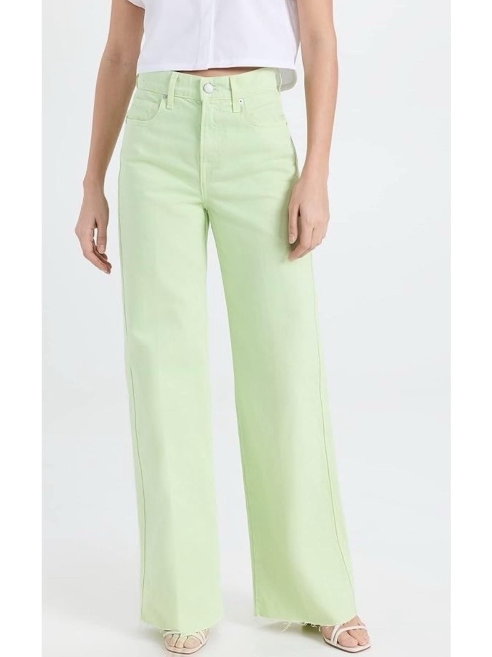 Veronica Beard Taylor relaxed wide leg high rise pistachio green jeans